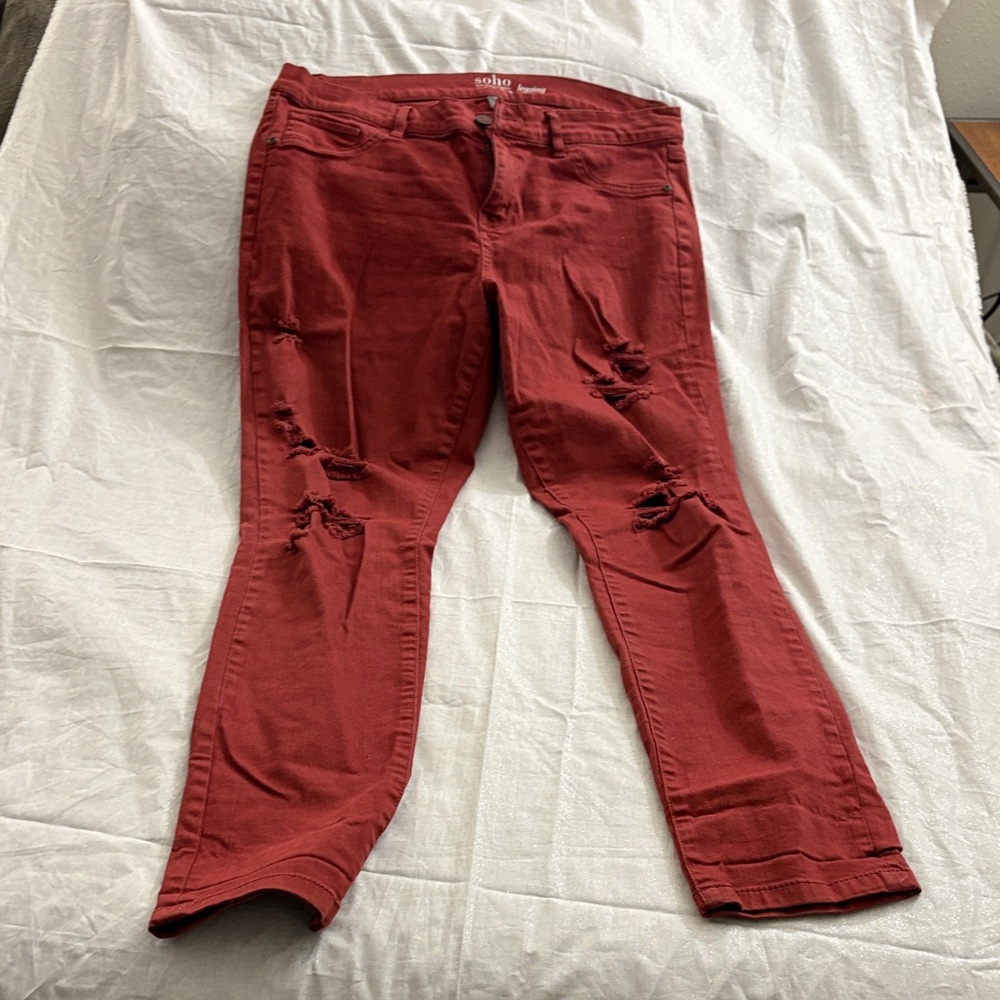New York & Company Burnt Orange Distressed Jeggings - Picture 6 of 9